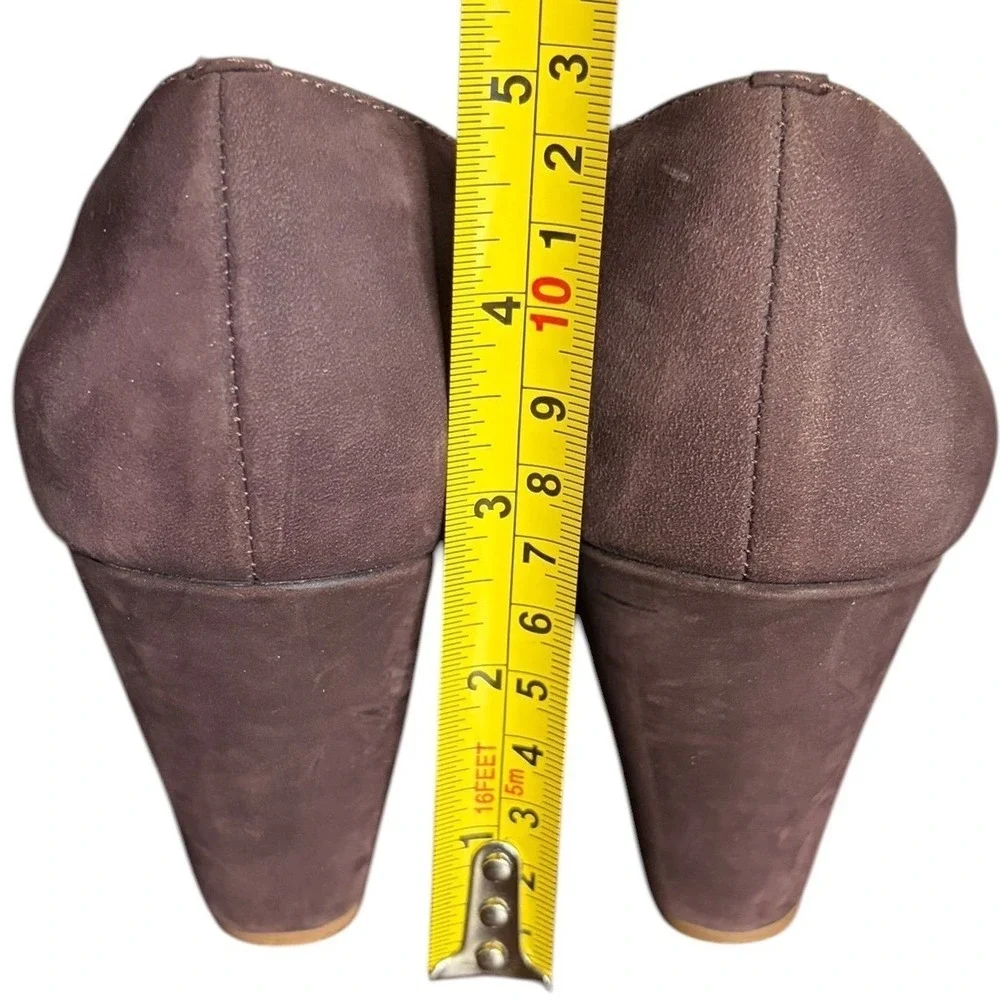 KORS Michael Kors Taupe Brown Suede‎ Peep Toe Wedge Heels Women's Size 8M
